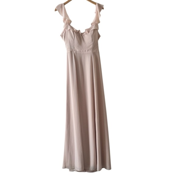 BHLDN Blush Diana Flutter Sleeve Bridesmaid Dress - Picture 2 of 4